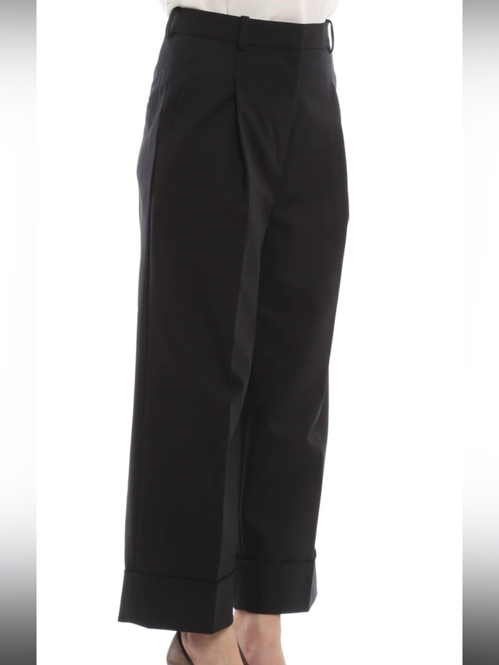 3.1 Phillip Lim Black Wide-Leg Cropped Trousers  in Black size 10